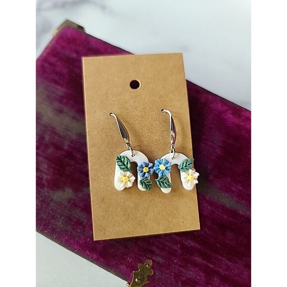Polymer Clay Floral Dangling Earrings New - Picture 7 of 10